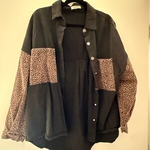 12th tribe leopard Print Black Jacket